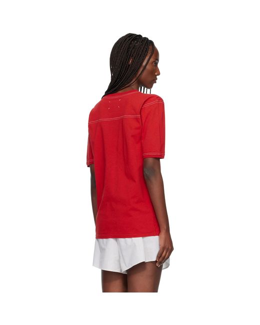 Maison Margiela Red Cotton Varsity T-Shirt