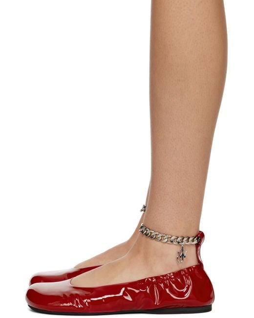 J.W. Anderson Brown Red Charm Ballerina Flats
