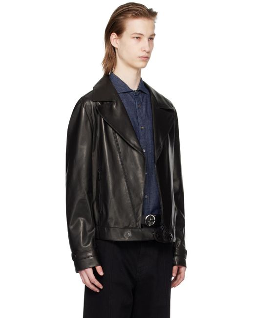 Emporio Armani Black Plongé Leather Jacket for men