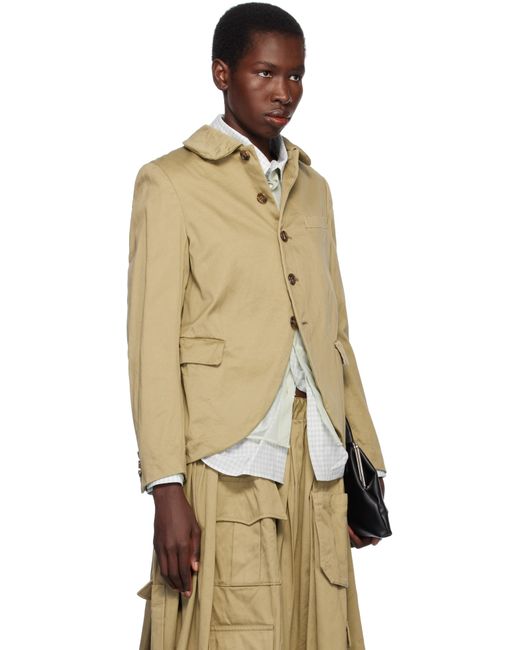 Comme des Garçons カーキ コットン ツイル ガーメントウォッシュ テーラードジャケット Natural