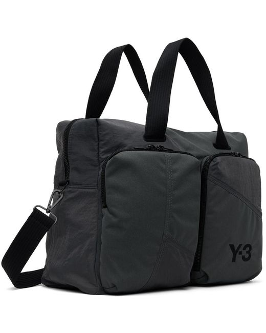 Y-3 Black Gray Holdall Duffle Bag for men