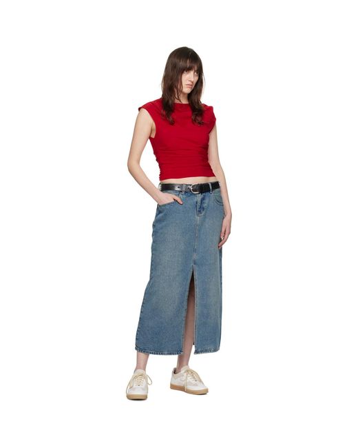 Wynn Hamlyn Black Indigo Washed Denim Maxi Skirt