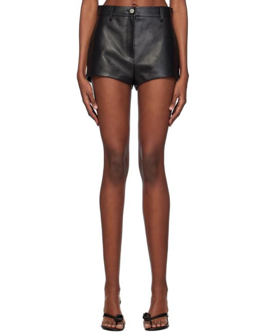 Magda Butrym Black High Waist Leather Shorts