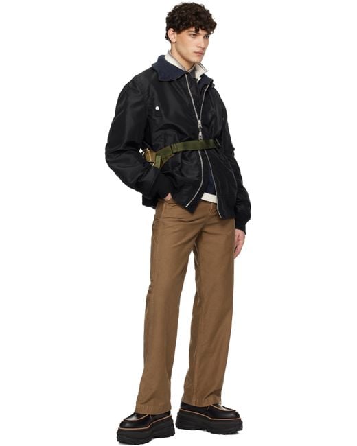 メンズ Sacai ブラック ナイロンツイル ボンバージャケット