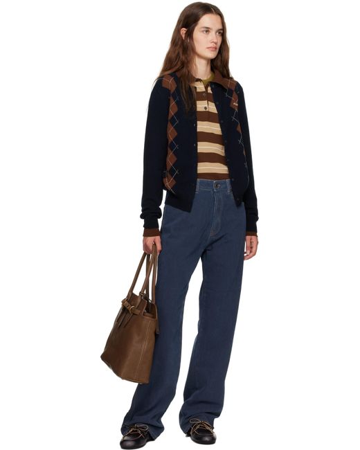 Miu Miu Black Cashmere Argyle Cardigan
