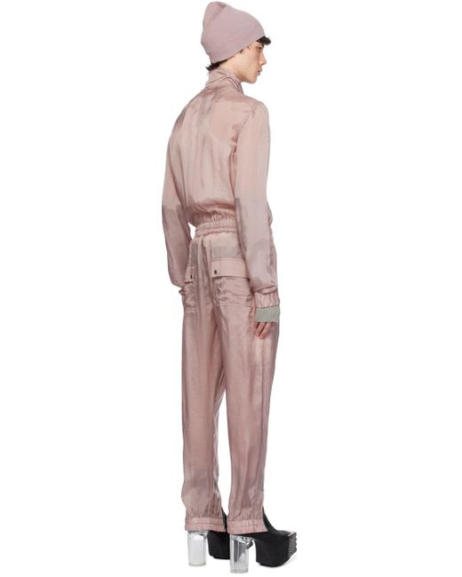 Rick Owens Black Pink Flightsuit Jumpsuit for men