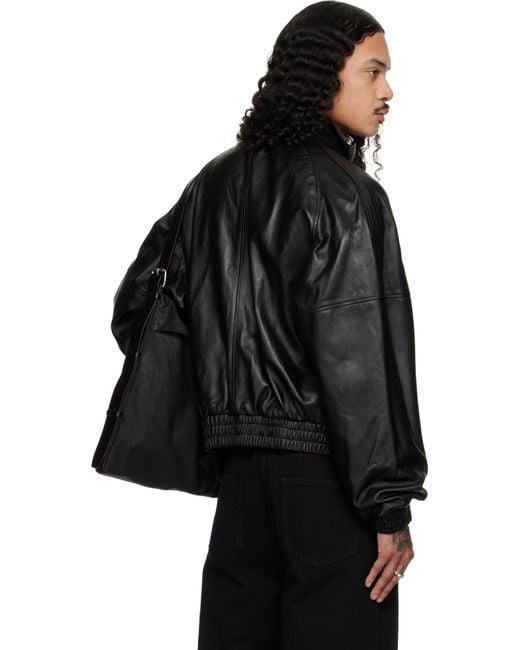 Lu'u Dan Black Blouson Leather Jacket for men