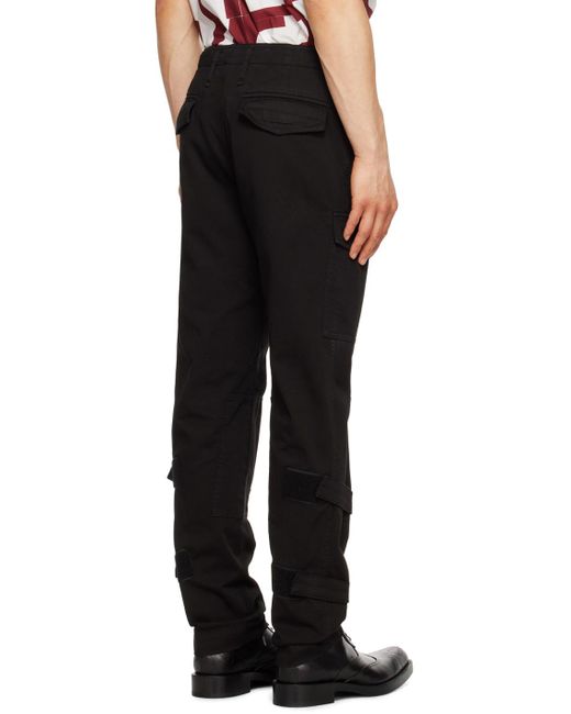 Dries Van Noten Black Velcro Tab Cargo Pants for men