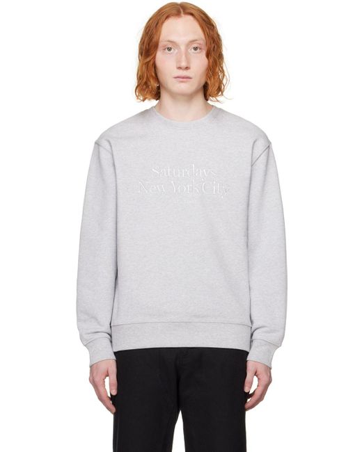 Saturdays NYC Gray Bowery Miller Sweatshirt in White for Men | Lyst