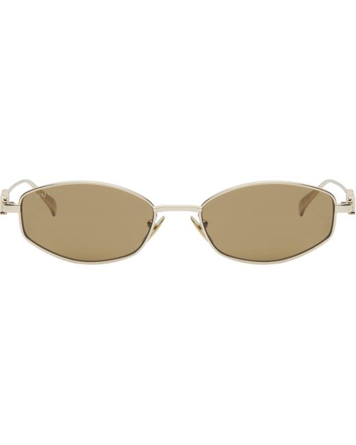 Gucci ゴールド オーバルフレーム サングラス Black