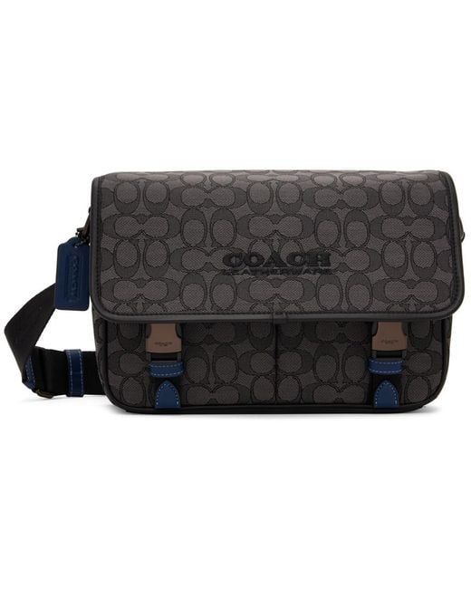 COACH Leather Gray League Messenger Bag in Charcoal/Black (Black) for
