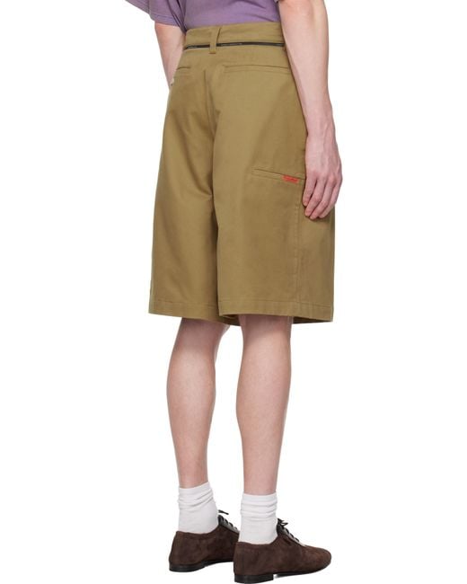 Martine Rose Khaki Twisted Skate Shorts in Natural for Men