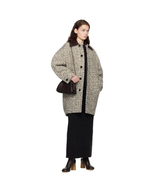 Bottega Veneta Black Wool Boucle Chevron Coat