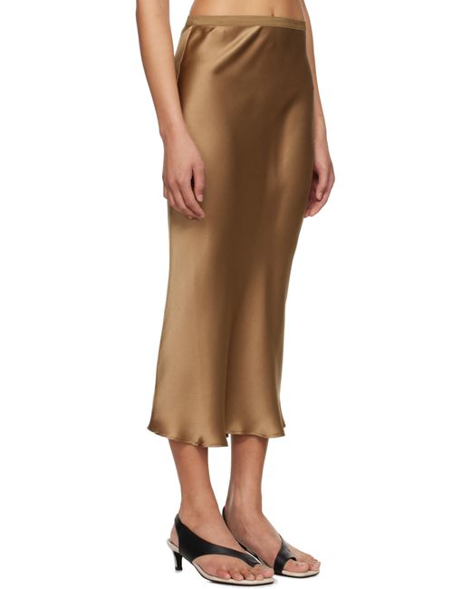 Jupe Midi Bar Brun Clair En Soie Anine Bing en coloris Natural
