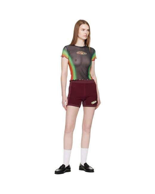 Casablanca Red Scallop Short Sleeve Printed Mesh T-Shirt