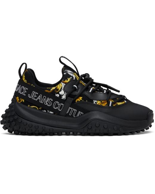 Versace Jeans Couture Black Outline Barocco Hyber Sneakers for men