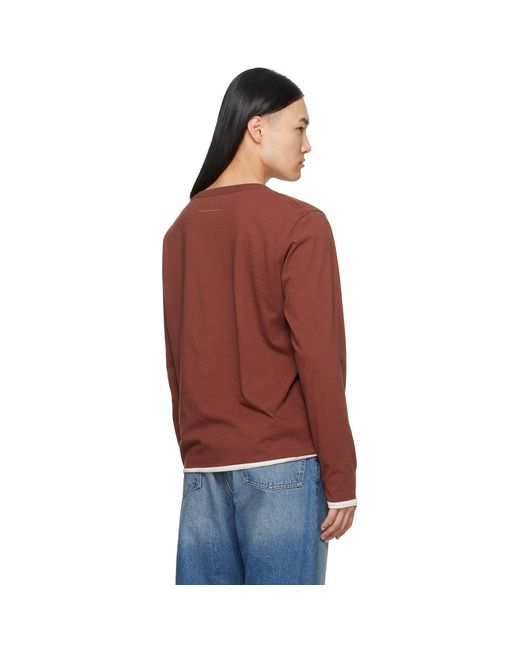 MM6 by Maison Margiela Red Long-Sleeved Reversible T-Shirt for men