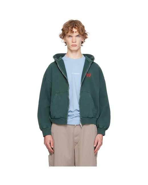 Balenciaga Blue Laurel Classic Zip-Up Regular Fit Hoodie for men
