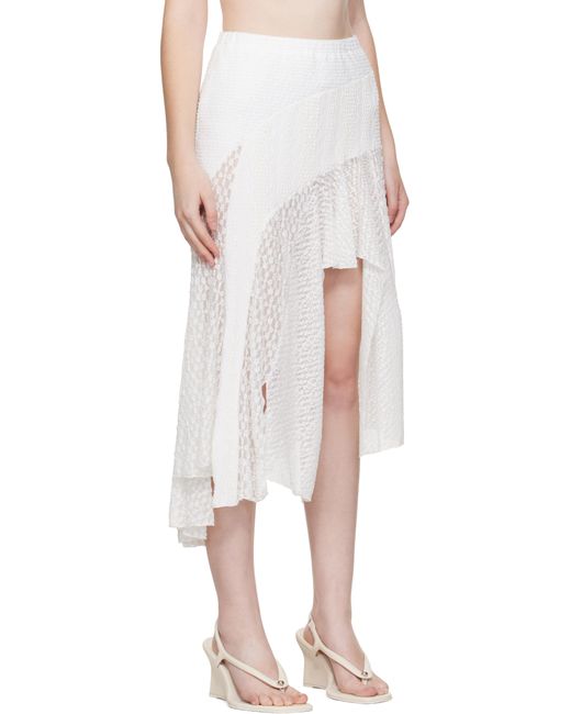 Jupe Midi Mermaid Blanche En Dentelle Pushbutton en coloris White