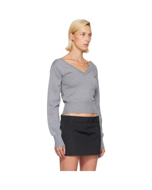 Vivienne Westwood Gray Beatrice V-Neck Sweater