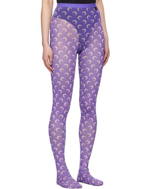 MARINE SERRE Purple Recycled Moon Mesh Tights