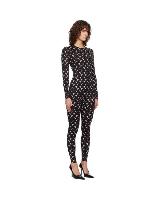 MARINE SERRE Black Recycled Jersey Moon Jumpsuit