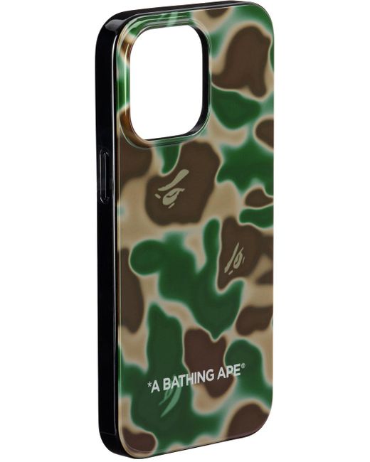 A Bathing Ape Green Khaki Liquid Camo Iphone 15 Pro Plus Case
