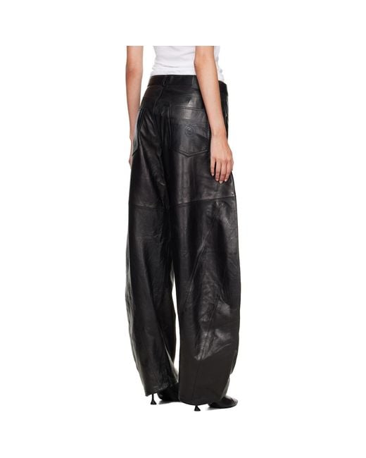 R13 Black Janine Barrel Leather Pants