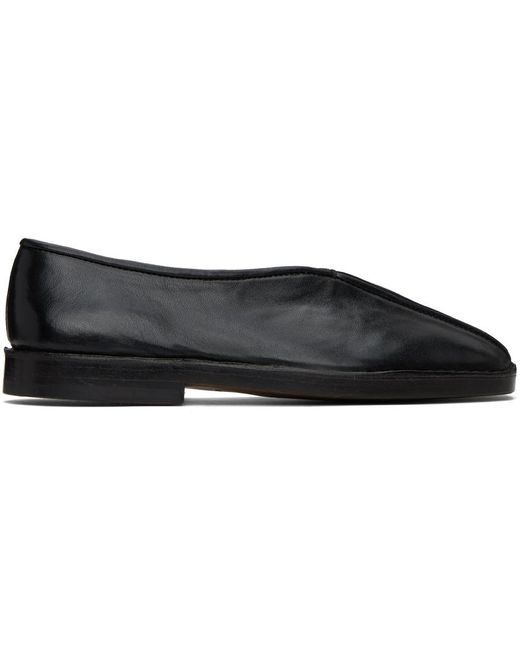 Lemaire Black Flat Piped Slippers for men