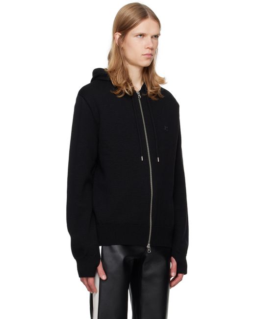 Courreges Black Zipped Wool Hoodie for men