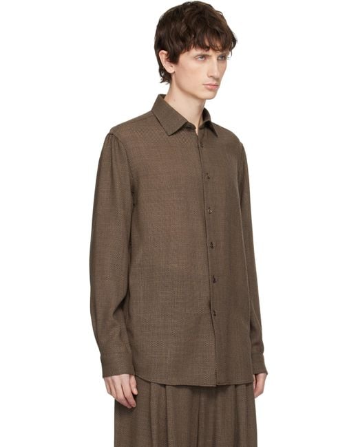 メンズ SOSHIOTSUKI ブラウン Manica Camicia ドレスシャツ Brown