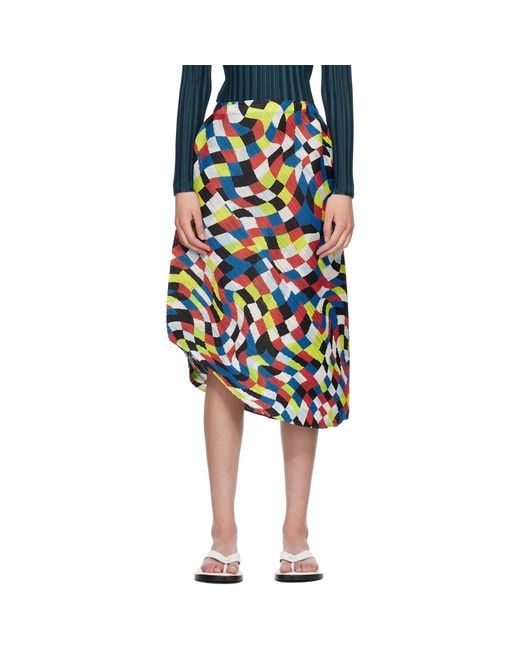 Pleats Please Issey Miyake Black Dancing Square Midi Skirt