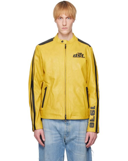DIESEL Yellow L-Pop Leather Jacket for men