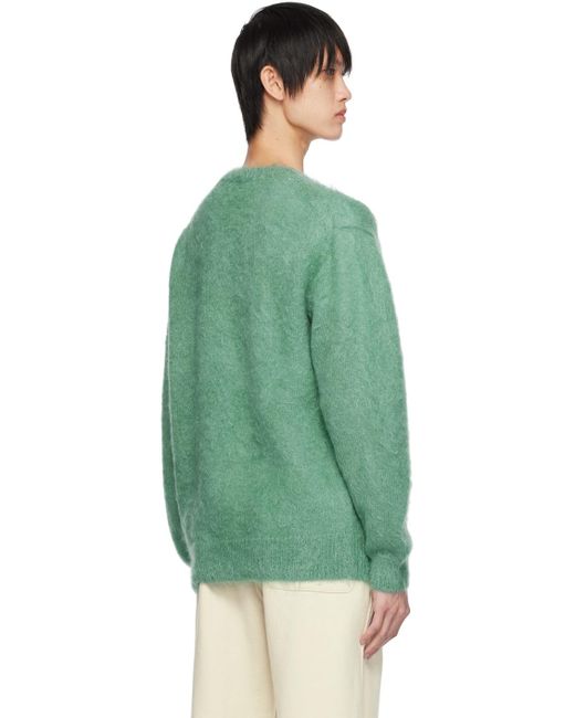 Auralee Green Brushed Sweater for men