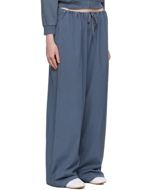 Skims Blue Cotton Poplin Straight Leg Pyjama Pants