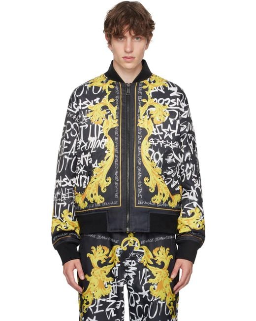 Versace Jeans Couture Black Graffiti Bomber Jacket in Blue for Men | Lyst UK