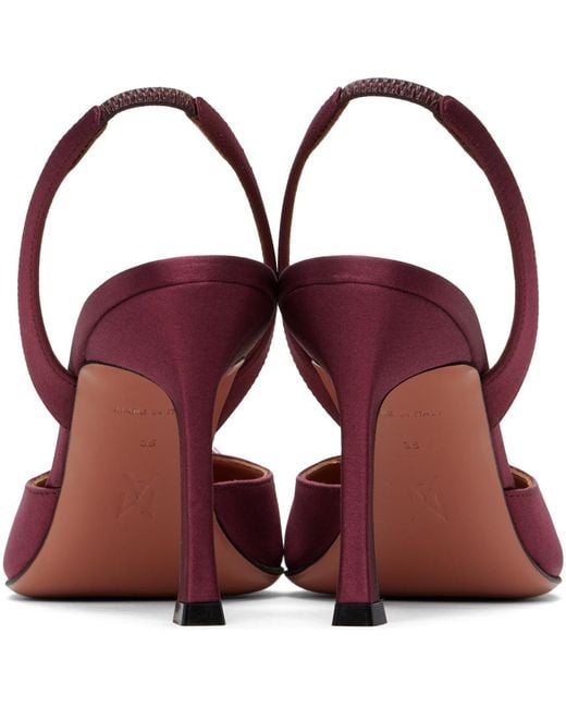 AMINA MUADDI Red Burgundy Camelia Sling 90 Heels