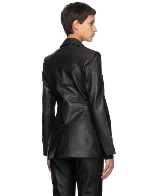 REMAIN Birger Christensen Black Fitted Leather Blazer
