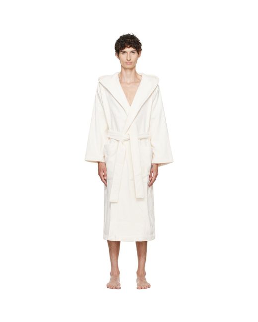 Tekla White Off- Terry Hooded Bathrobe for men
