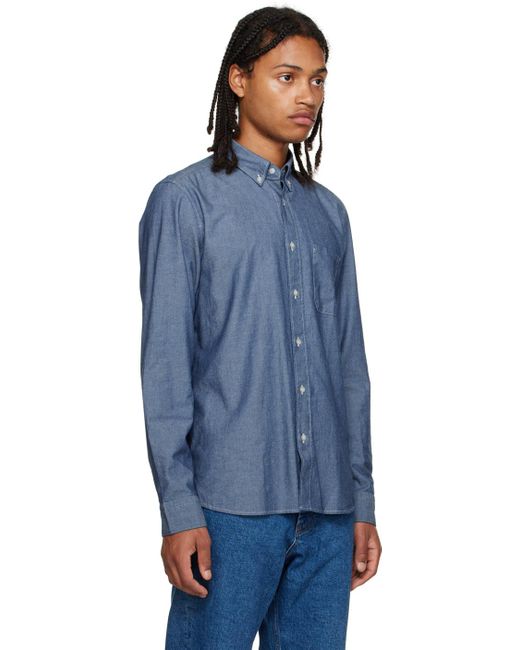 HUGO Blue Pocket Long Sleeve Shirt for men