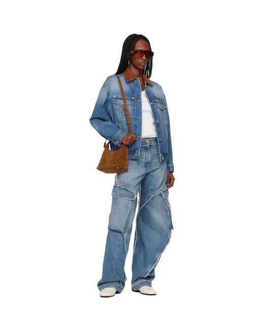 Versace Blue Low-Waist Cargo Jeans