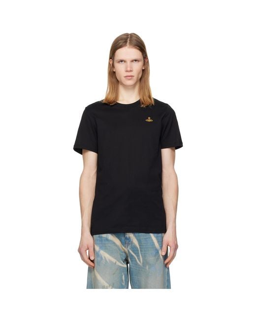 Vivienne Westwood Black Embroidered Logo T-Shirt for men