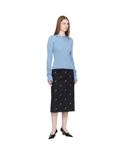 Rier Black Pop Flowers Midi Skirt