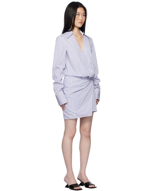 Robe Courte De Style Chemise Bleu Et Blanc À Rayures The Attico en coloris Black