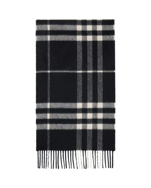 Burberry Black Check Cashmere Scarf for men
