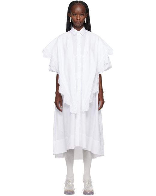 Simone Rocha Black White Puff Sleeves Midi Dress