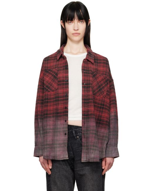R13 レッド Drop Neck ワークシャツ Red
