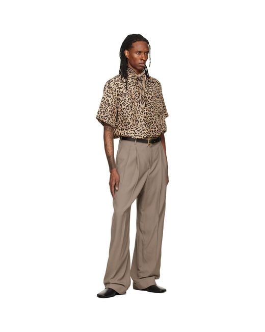 Valentino Brown Habotai Silk Bowling Shirt for men