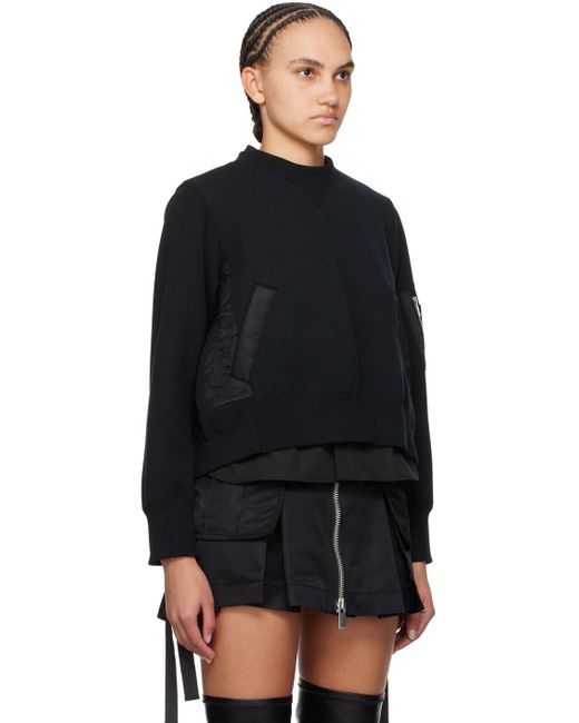Sacai Black Paneled Sweatshirt