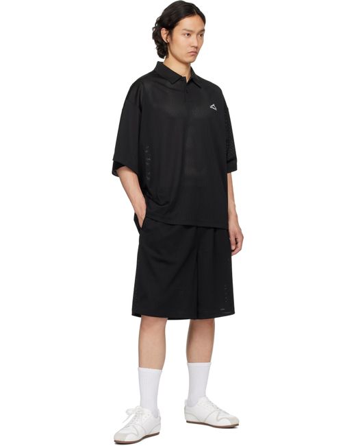 Alexander Wang Black Athletic Mesh Logo Polo for men